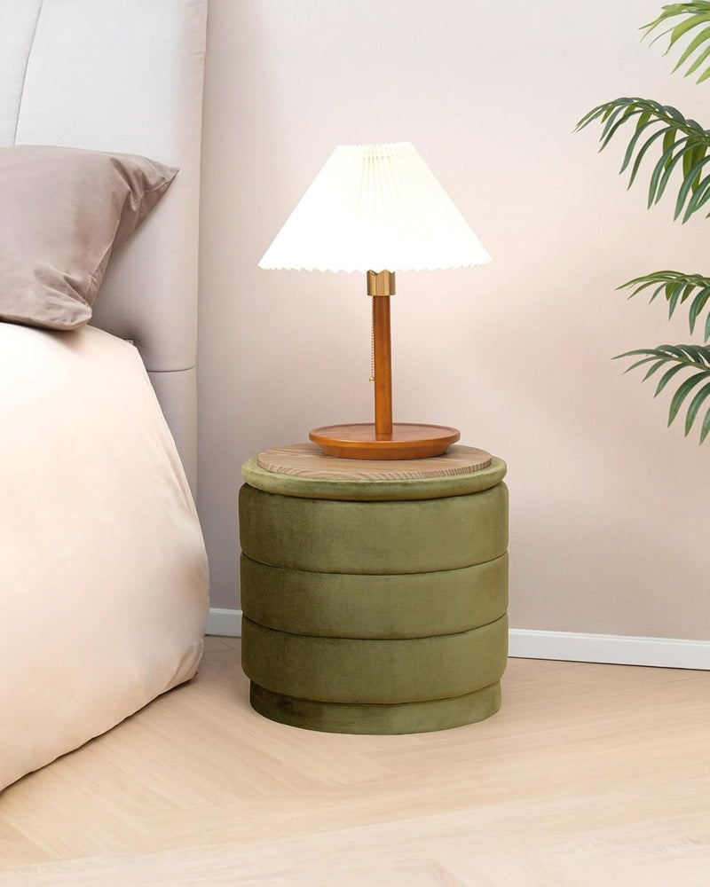 Large Storage Ottoman Round Folding Foot Rest