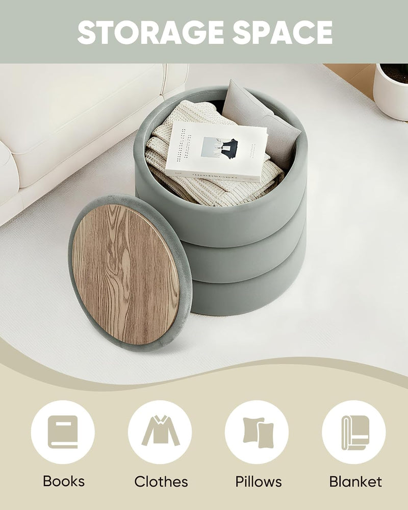 Large Storage Ottoman Round Folding Foot Rest