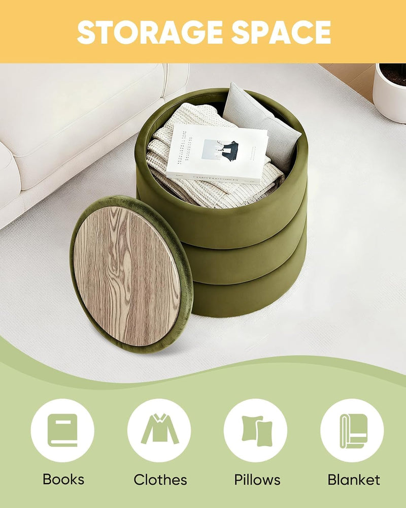 Large Storage Ottoman Round Folding Foot Rest