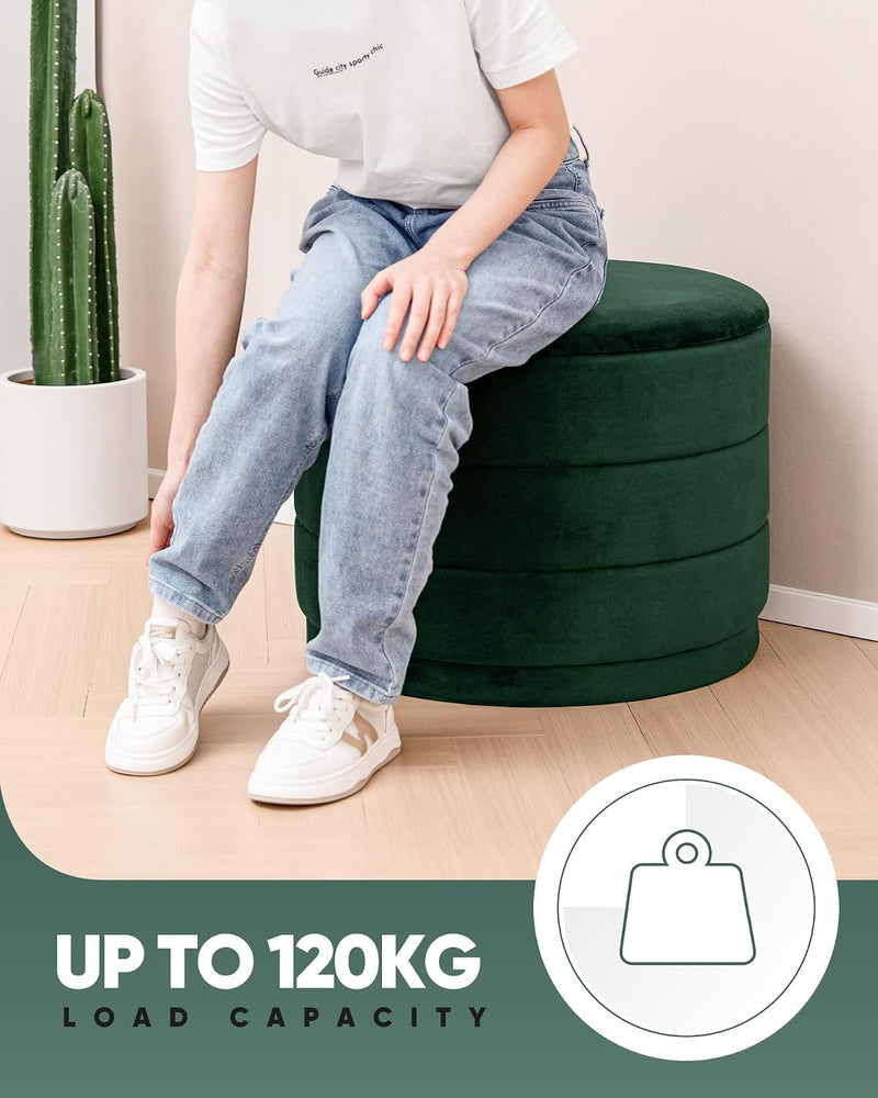 Large Storage Ottoman Round Folding Foot Rest