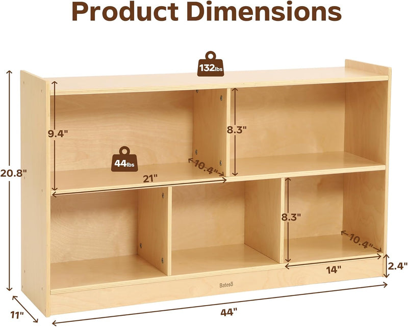 Large Toy Storage Organiser 2-Shelf Montessori Bookshelf