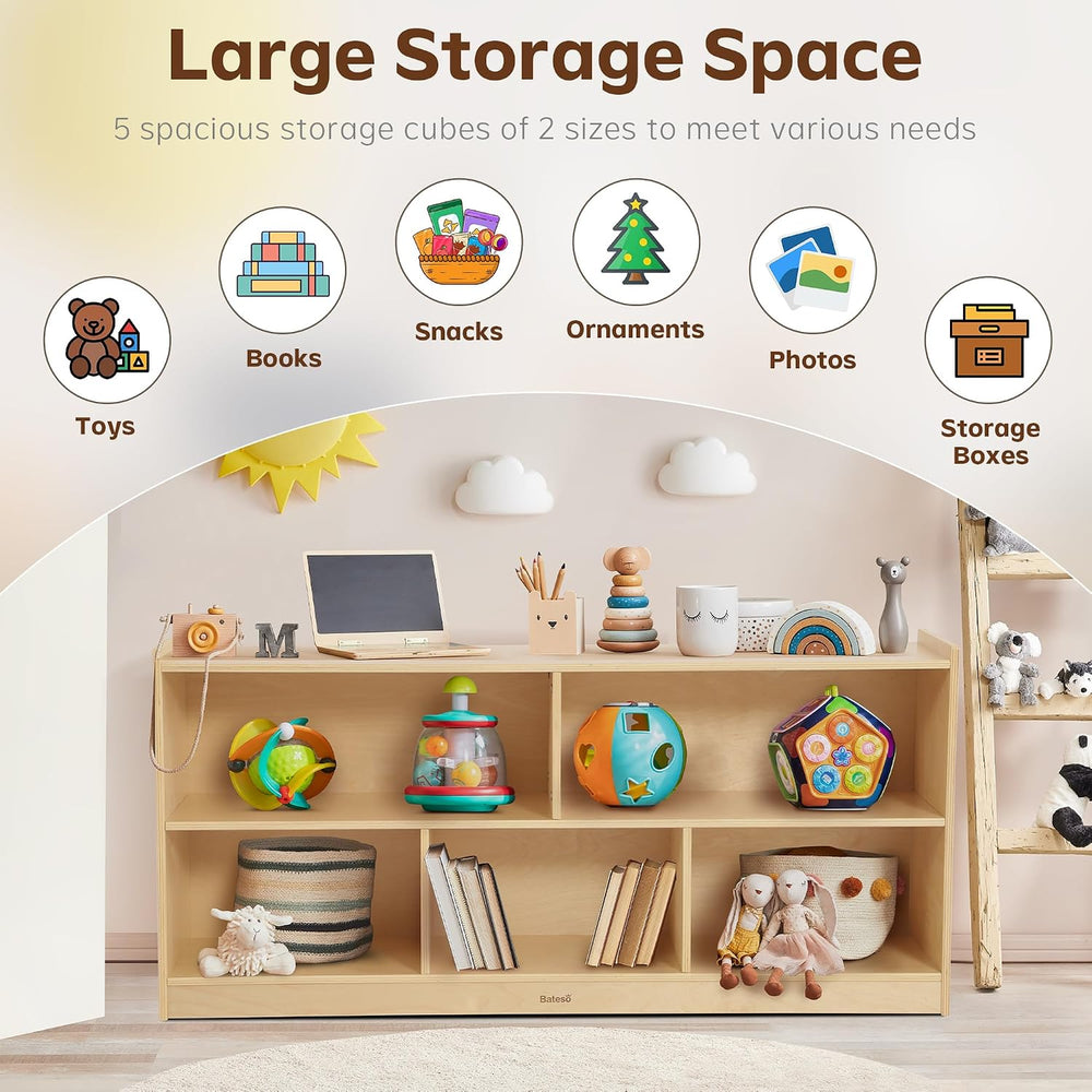 Large Toy Storage Organiser 2-Shelf Montessori Bookshelf