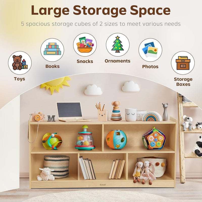 Large Toy Storage Organiser 2-Shelf Montessori Bookshelf