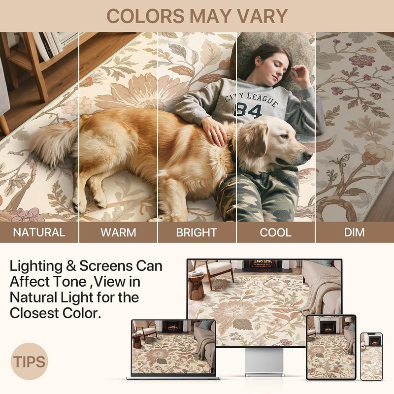 Vintage Runner Washable Non-Slip Carpet Bedroom