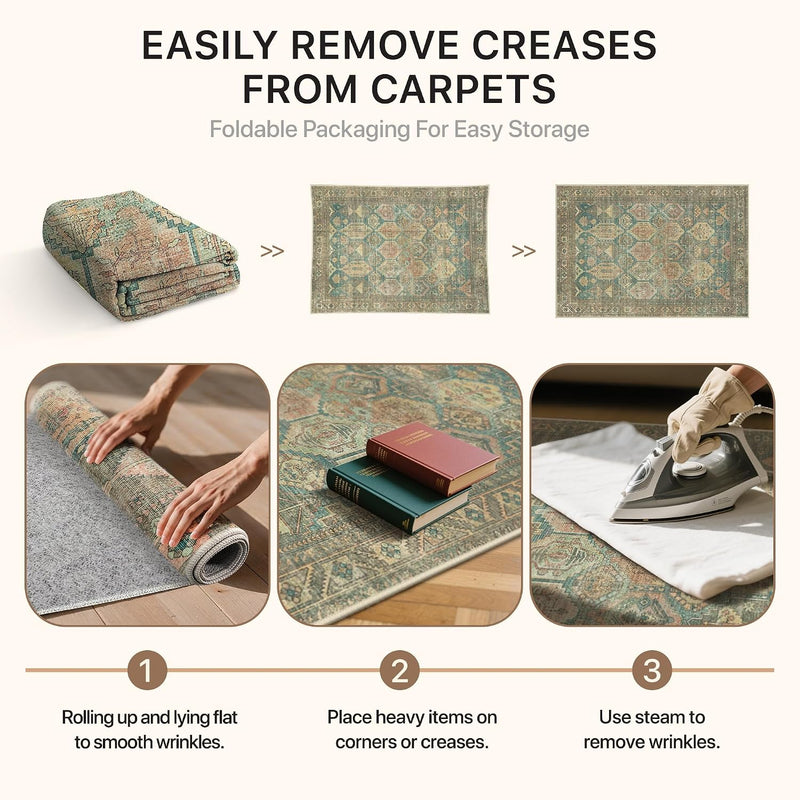 Vintage Runner Washable Non-Slip Carpet Bedroom