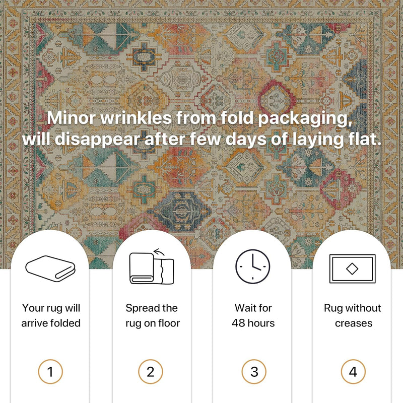 Vintage Runner Washable Non-Slip Carpet Bedroom