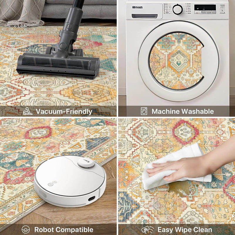 Vintage Runner Washable Non-Slip Carpet Bedroom