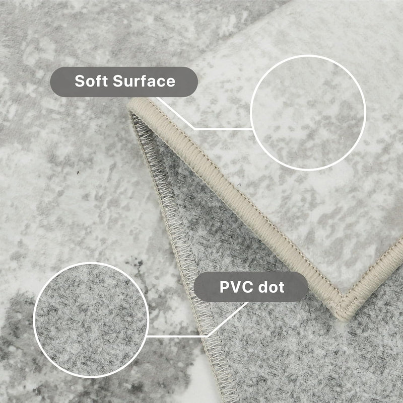 Washable Abstract Rug Non Slip Carpet Living