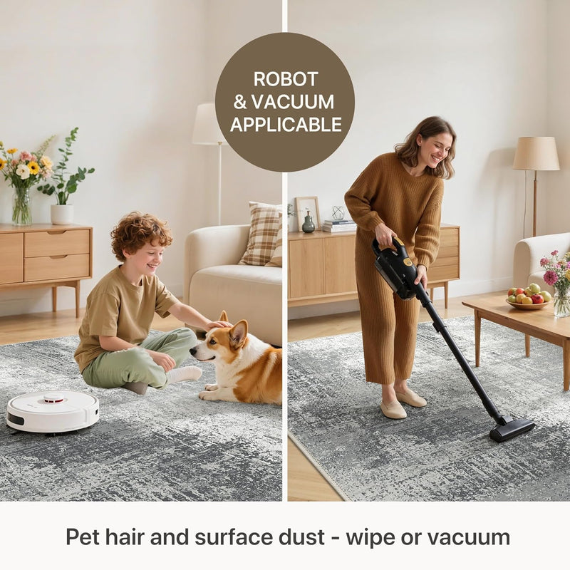 Washable Abstract Rug Non Slip Carpet Living