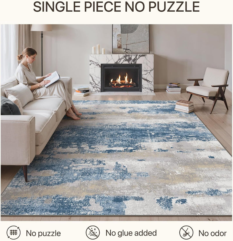 Large Washable Rugs Living Room Abstract Area