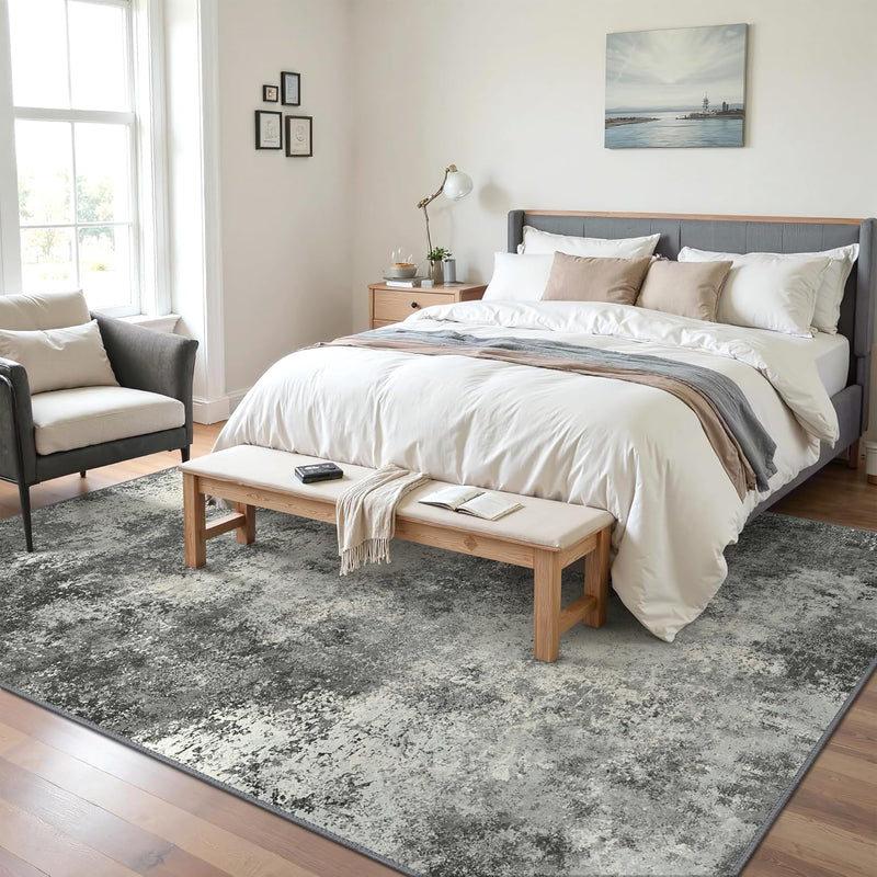 Washable Abstract Rug Non Slip Carpet Living