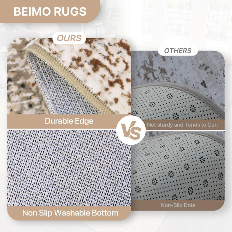 Washable Abstract Rug Non Slip Carpet Living