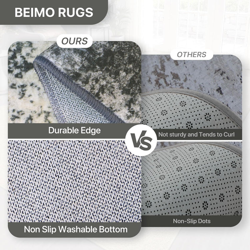Washable Abstract Rug Non Slip Carpet Living