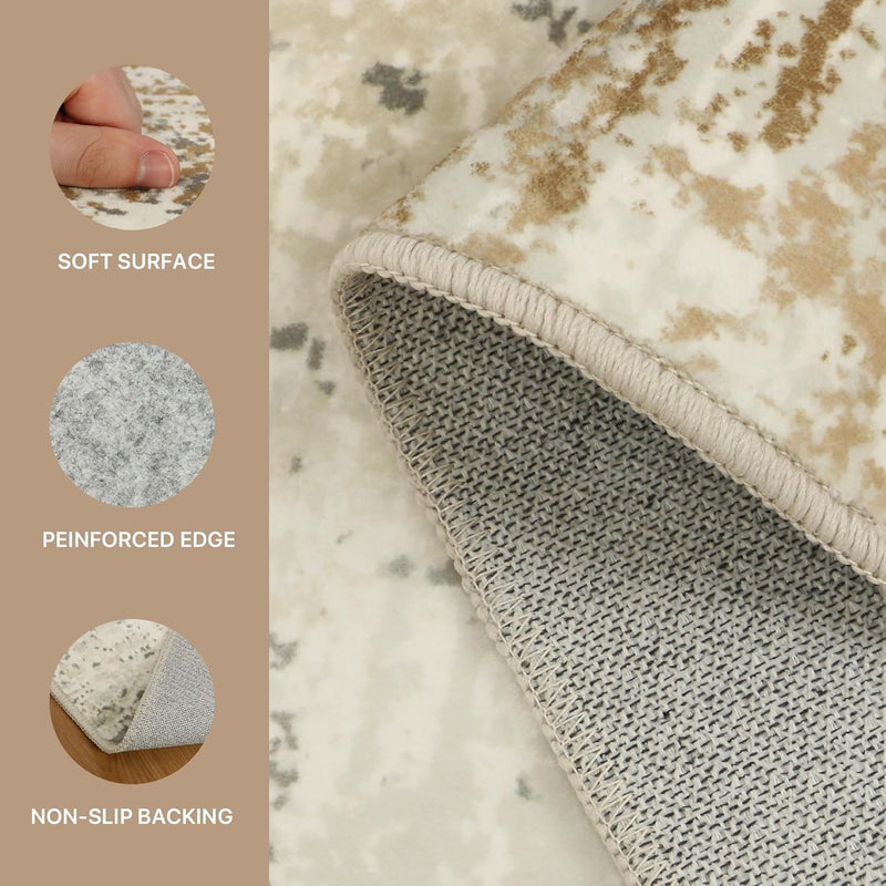 Washable Abstract Rug Non Slip Carpet Living