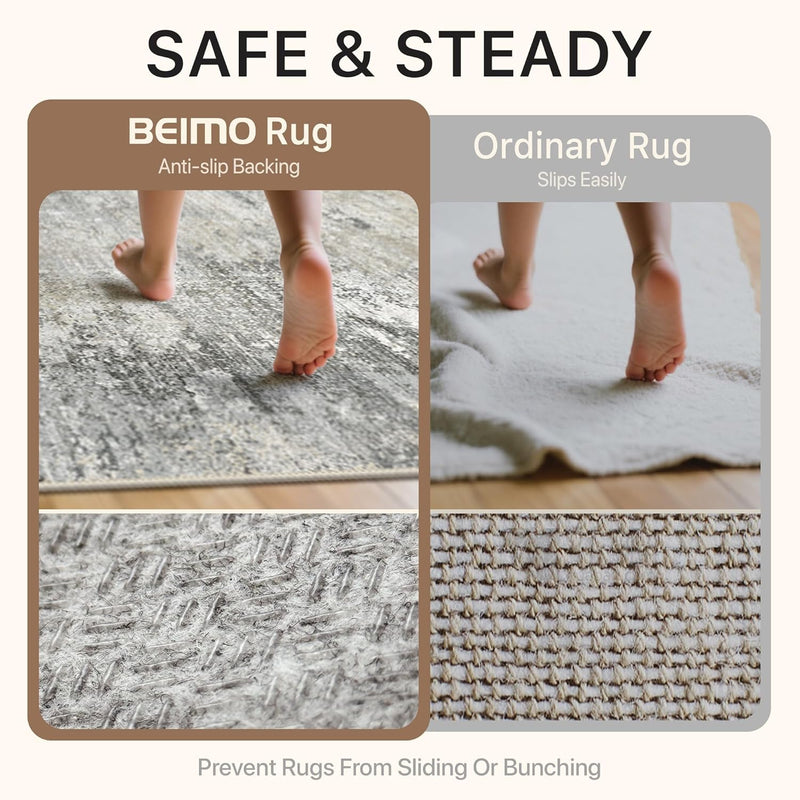 Washable Abstract Rug Non Slip Carpet Living