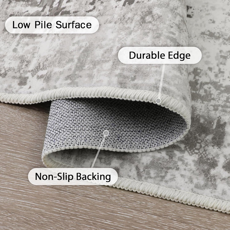 Washable Abstract Rug Non Slip Carpet Living