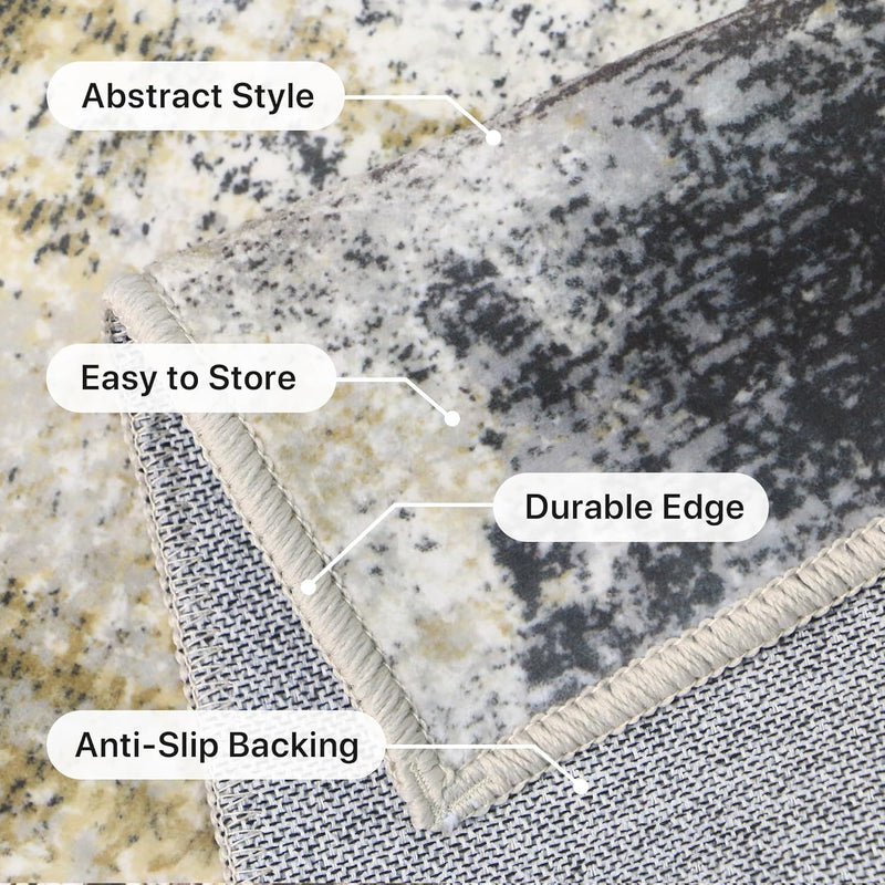 Washable Abstract Rug Non Slip Carpet Living