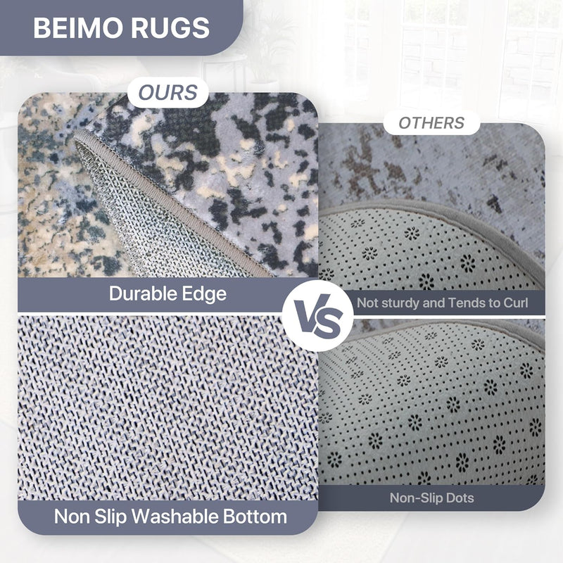 Washable Abstract Rug Non Slip Carpet Living