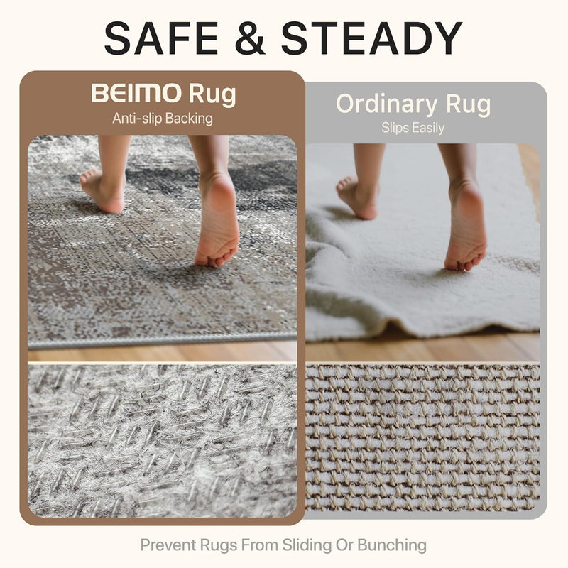 Washable Abstract Rug Non Slip Carpet Living
