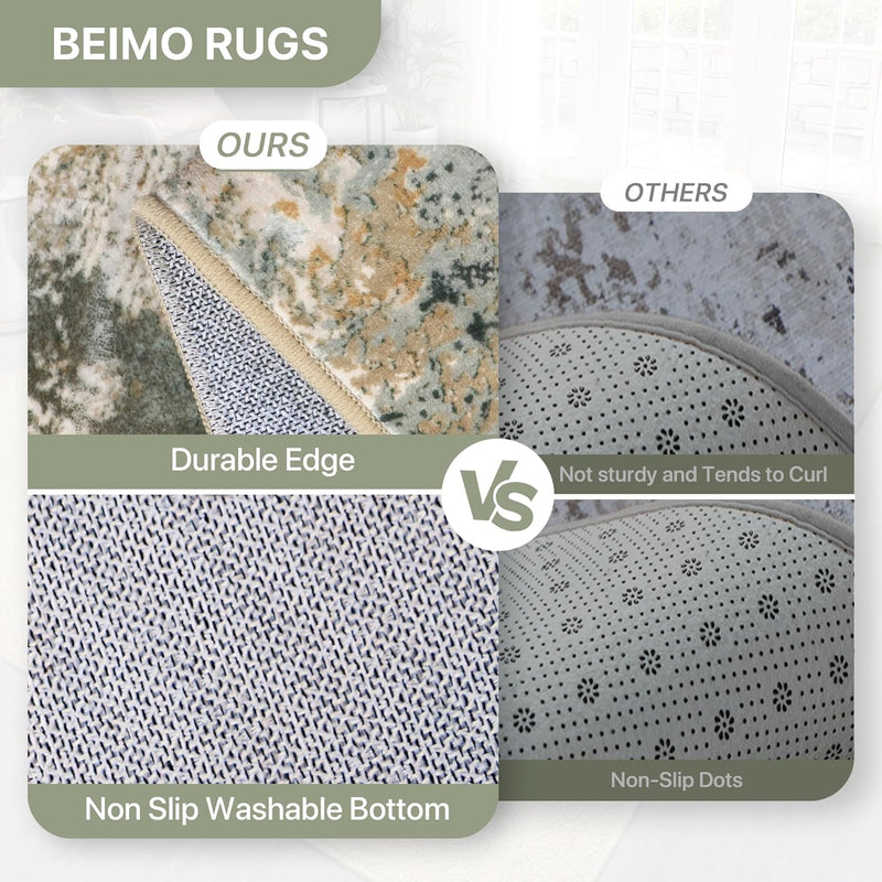 Washable Abstract Rug Non Slip Carpet Living