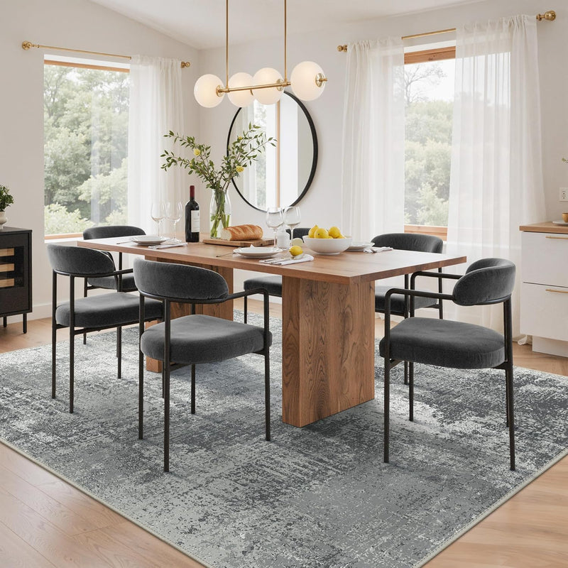 Washable Abstract Rug Non Slip Carpet Living