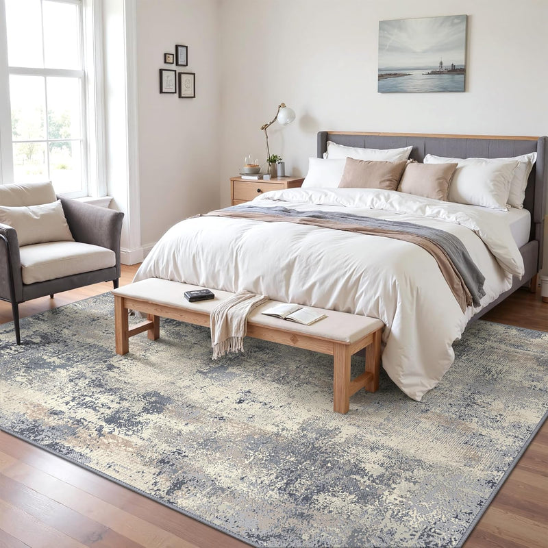 Washable Abstract Rug Non Slip Carpet Living