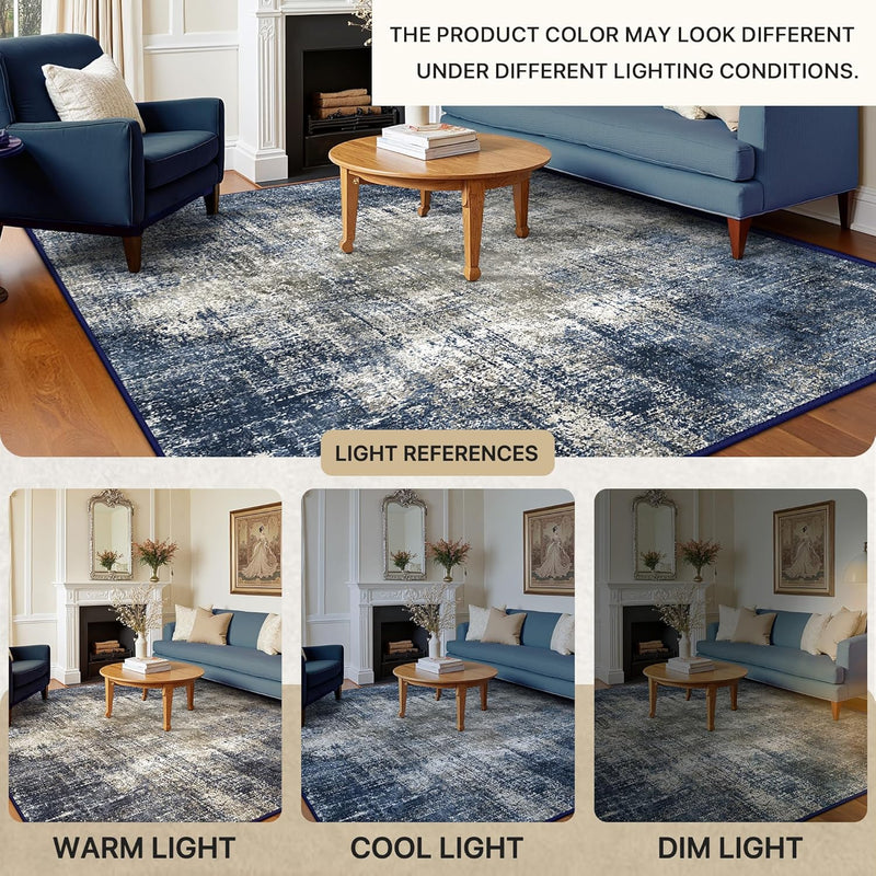 Washable Abstract Rug Non Slip Carpet Living