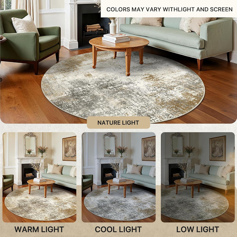 Washable Abstract Rug Non Slip Carpet Living