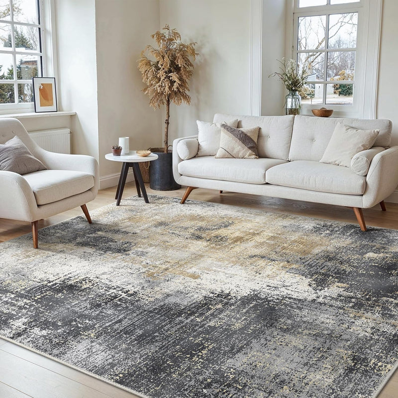 Washable Abstract Rug Non Slip Carpet Living