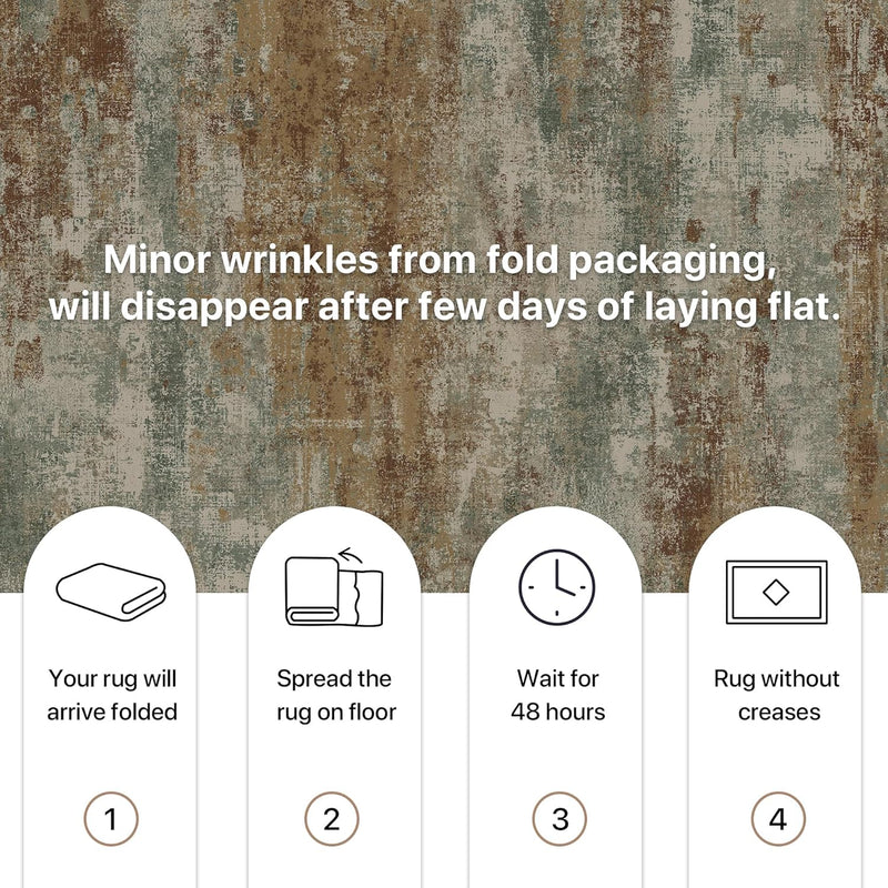 Washable Abstract Rug Non Slip Carpet Living
