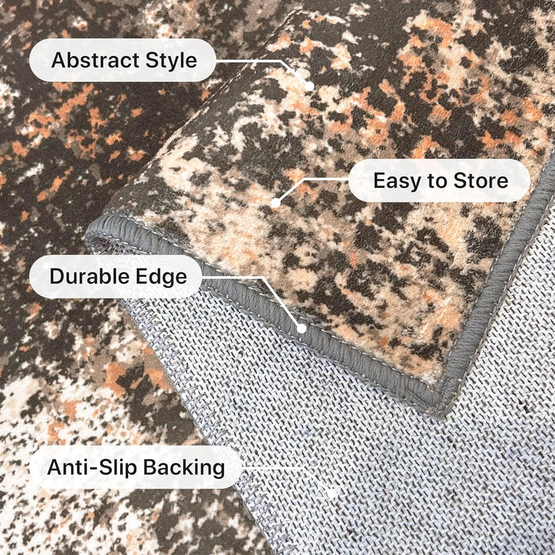 Washable Abstract Rug Non Slip Carpet Living