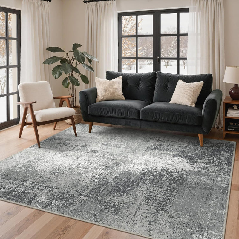 Washable Abstract Rug Non Slip Carpet Living