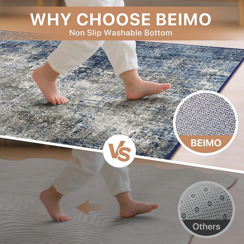 Washable Abstract Rug Non Slip Carpet Living