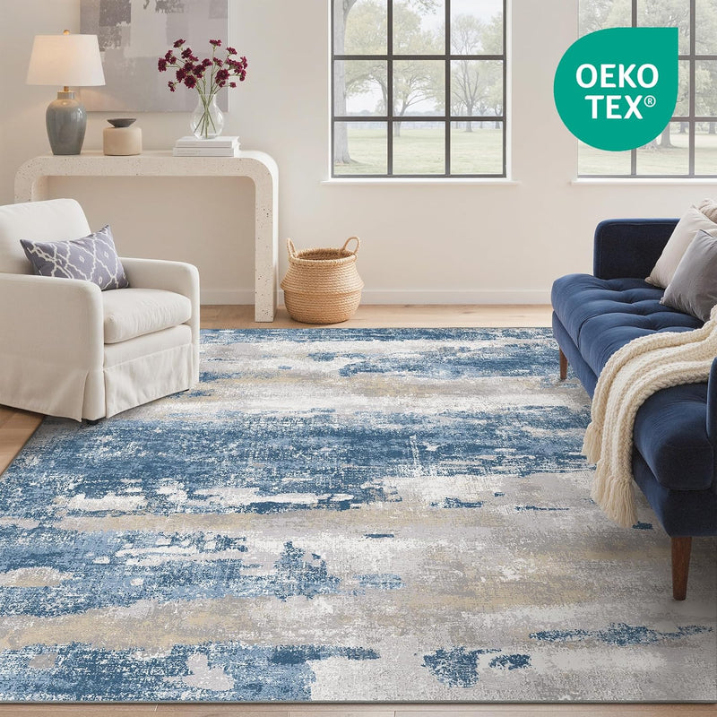 Large Washable Rugs Living Room Abstract Area