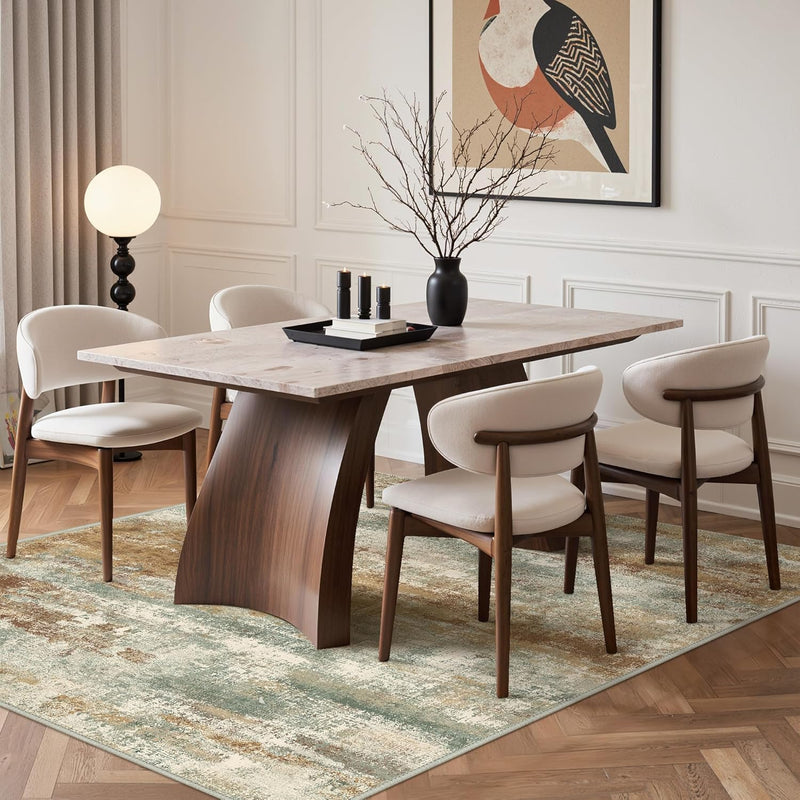 Washable Abstract Rug Non Slip Carpet Living