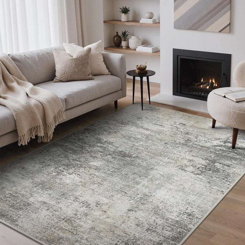 Washable Abstract Rug Non Slip Carpet Living