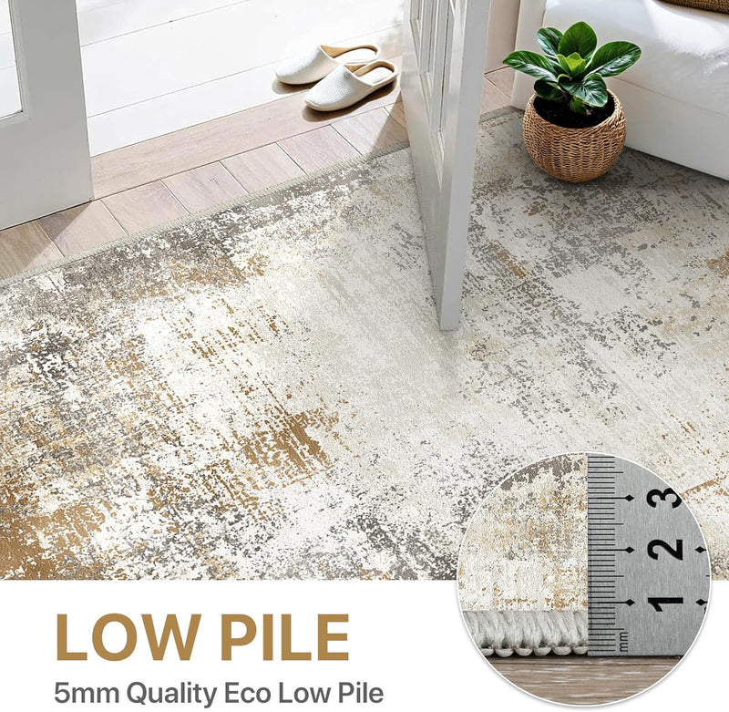 Washable Abstract Rug Non Slip Carpet Living