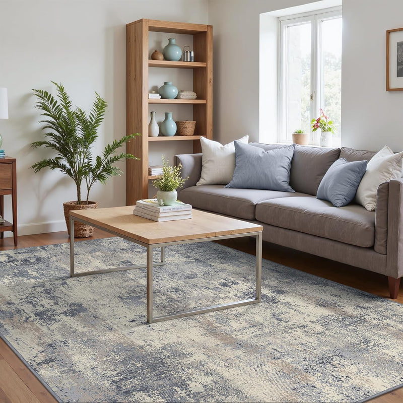 Washable Abstract Rug Non Slip Carpet Living