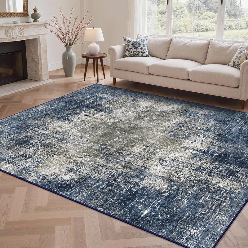 Washable Abstract Rug Non Slip Carpet Living