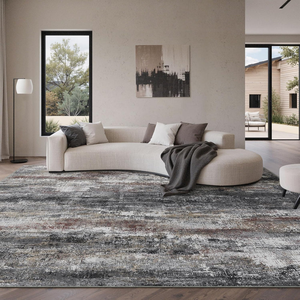 Washable Abstract Rug Non Slip Carpet Living