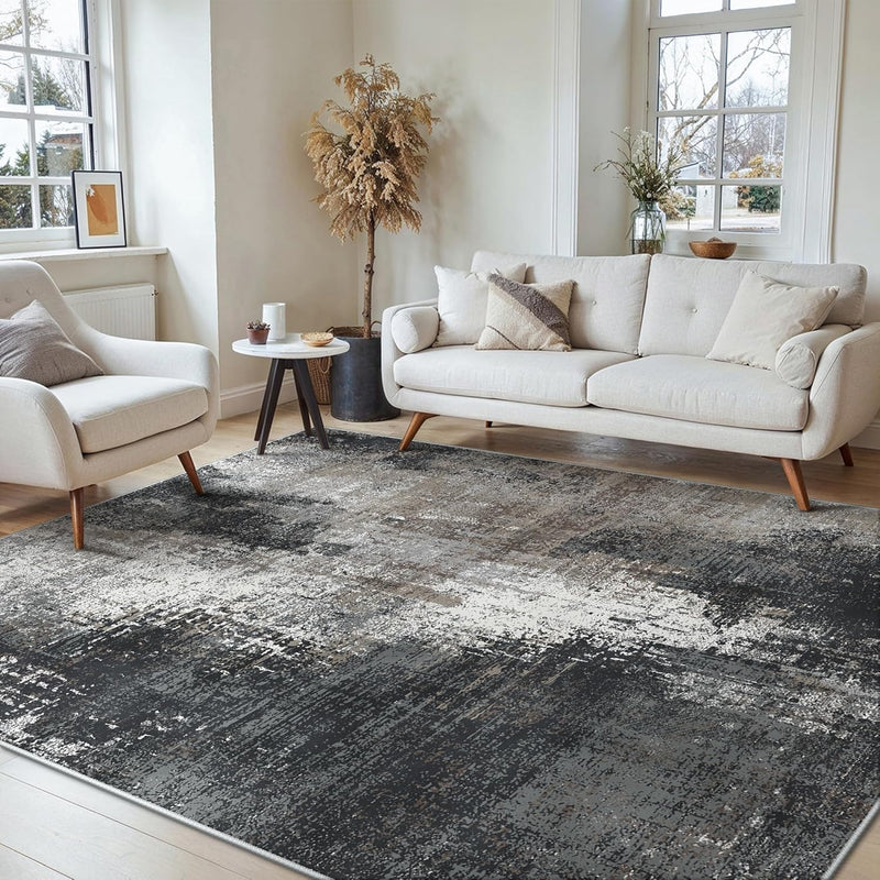 Washable Abstract Rug Non Slip Carpet Living