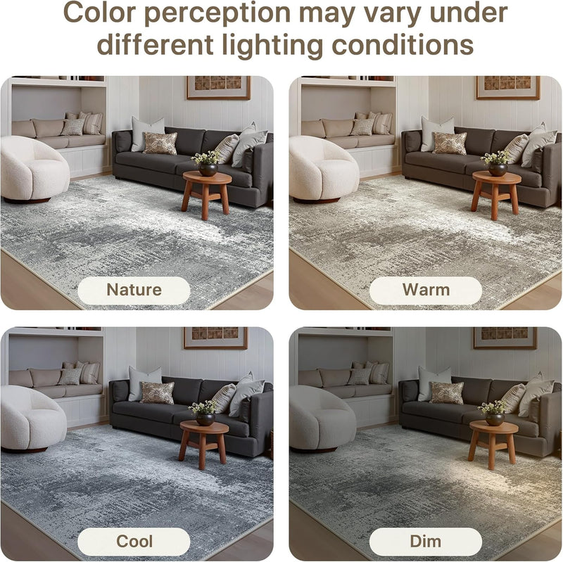 Washable Abstract Rug Non Slip Carpet Living