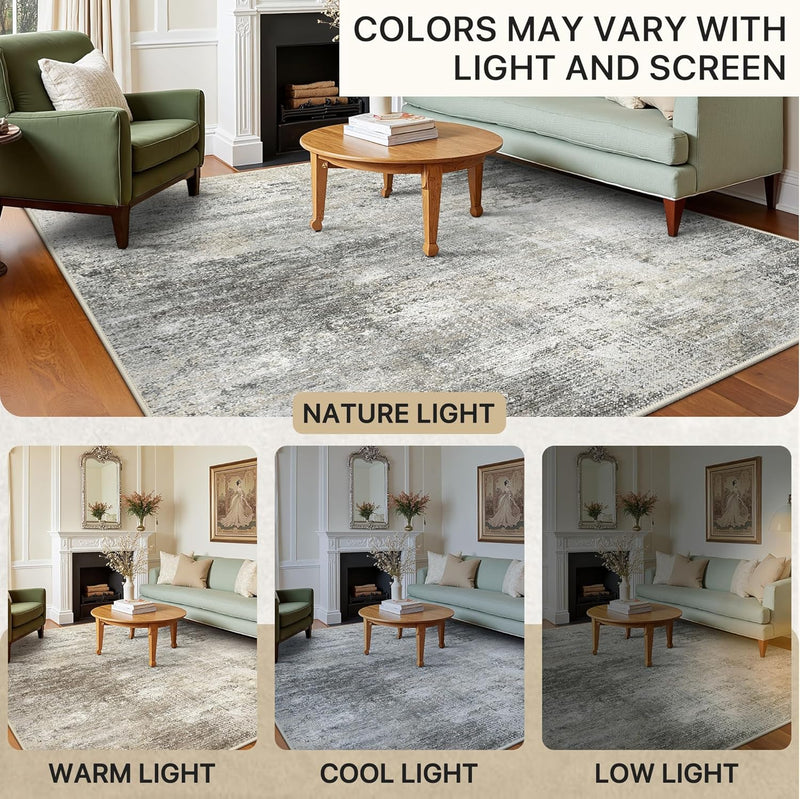 Washable Abstract Rug Non Slip Carpet Living