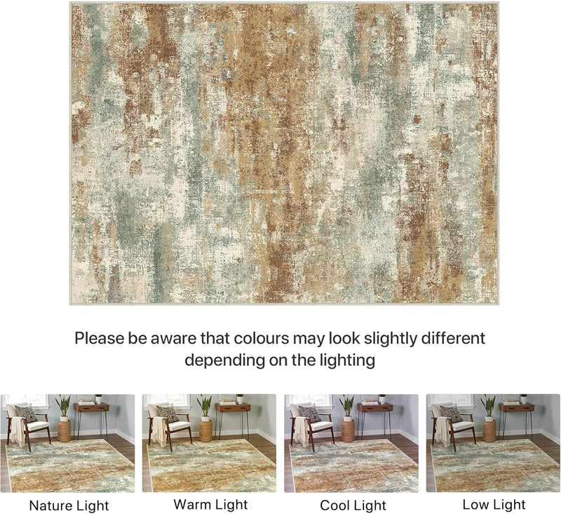 Washable Abstract Rug Non Slip Carpet Living