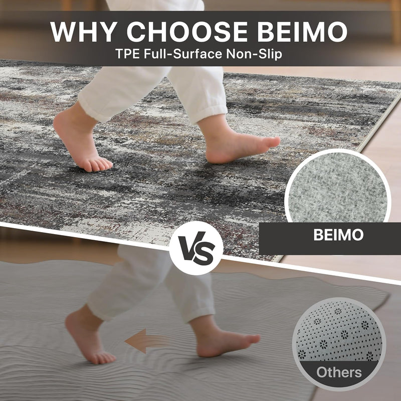 Washable Abstract Rug Non Slip Carpet Living