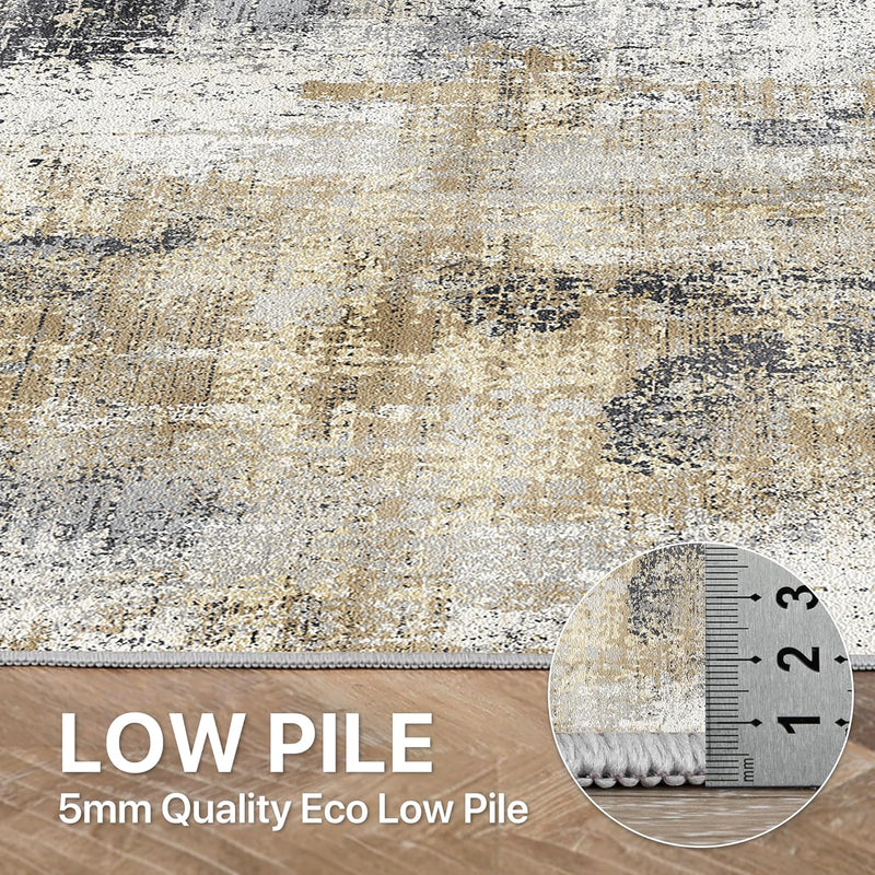 Washable Abstract Rug Non Slip Carpet Living