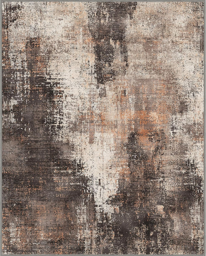 Washable Abstract Rug Non Slip Carpet Living