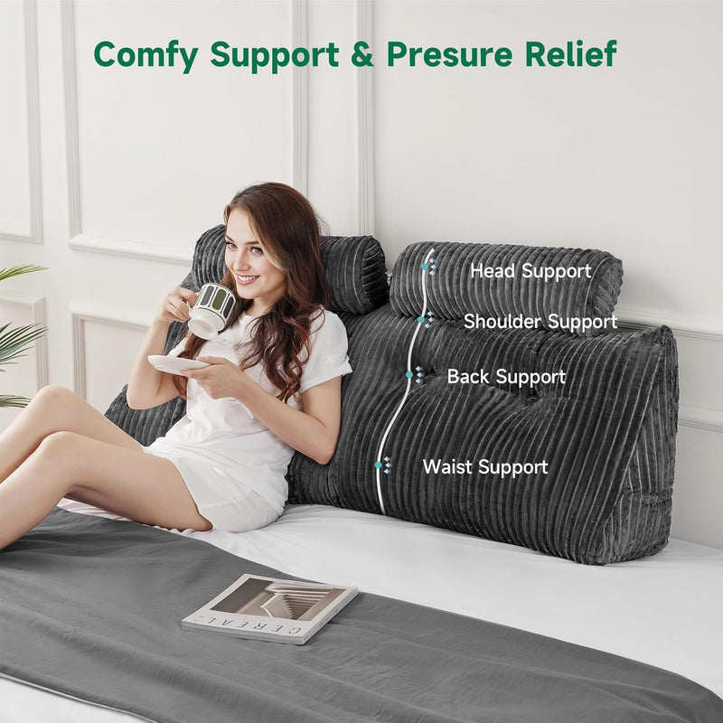 Large Wedge Back Pillows Headboard Triangular Rest Reading