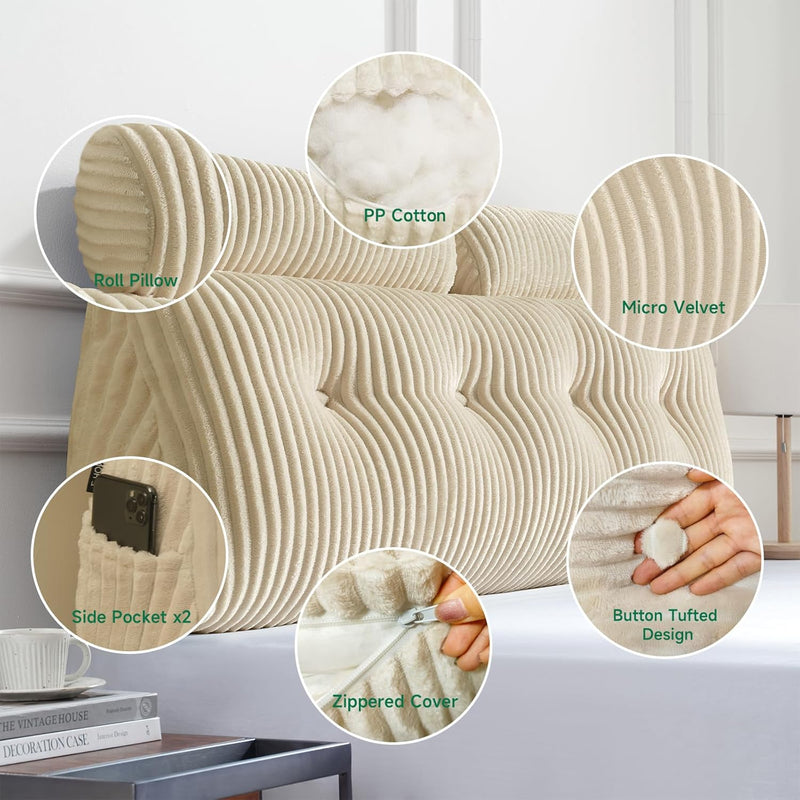 Large Wedge Back Pillows Headboard Triangular Rest Reading