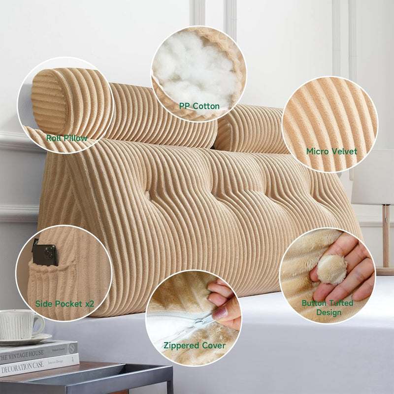 Large Wedge Back Pillows Headboard Triangular Rest Reading